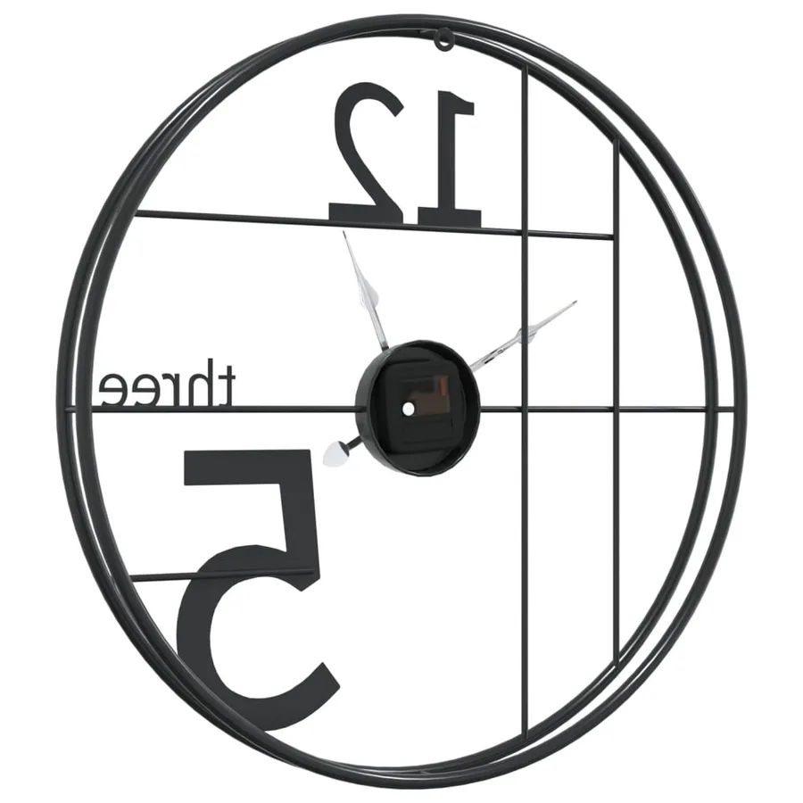 Horloge murale noir Ø50 cm fer - 5
