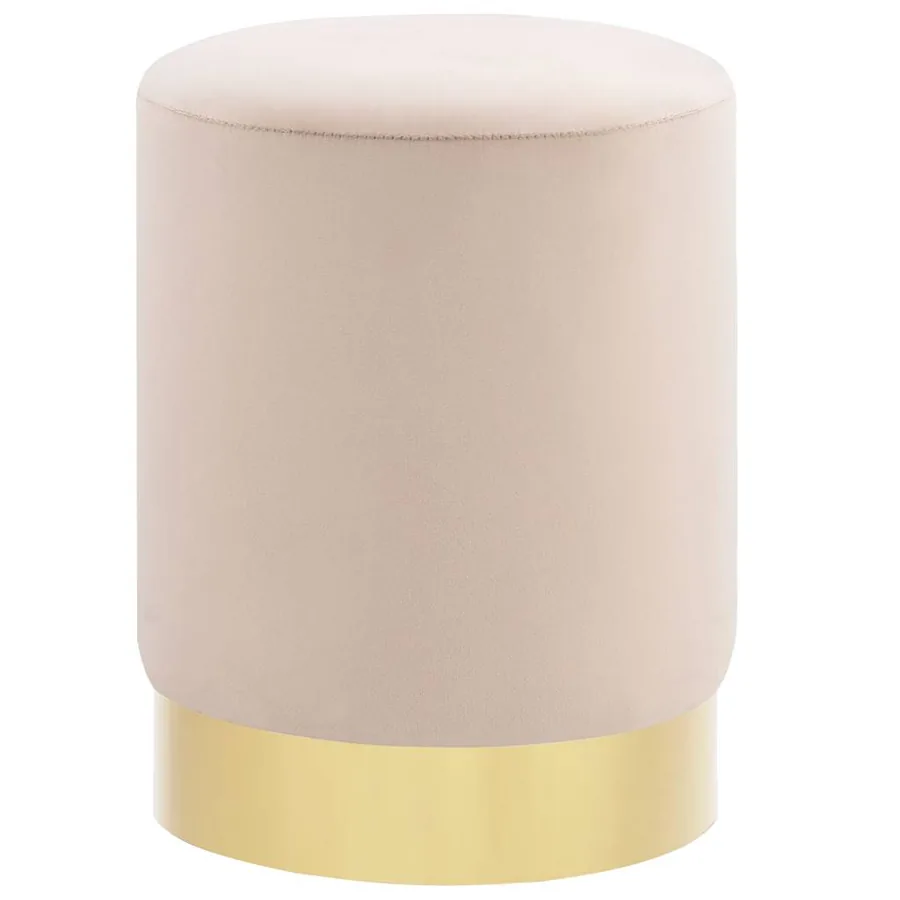 Tabouret Abricot et doré Velours 28 x 36 cm