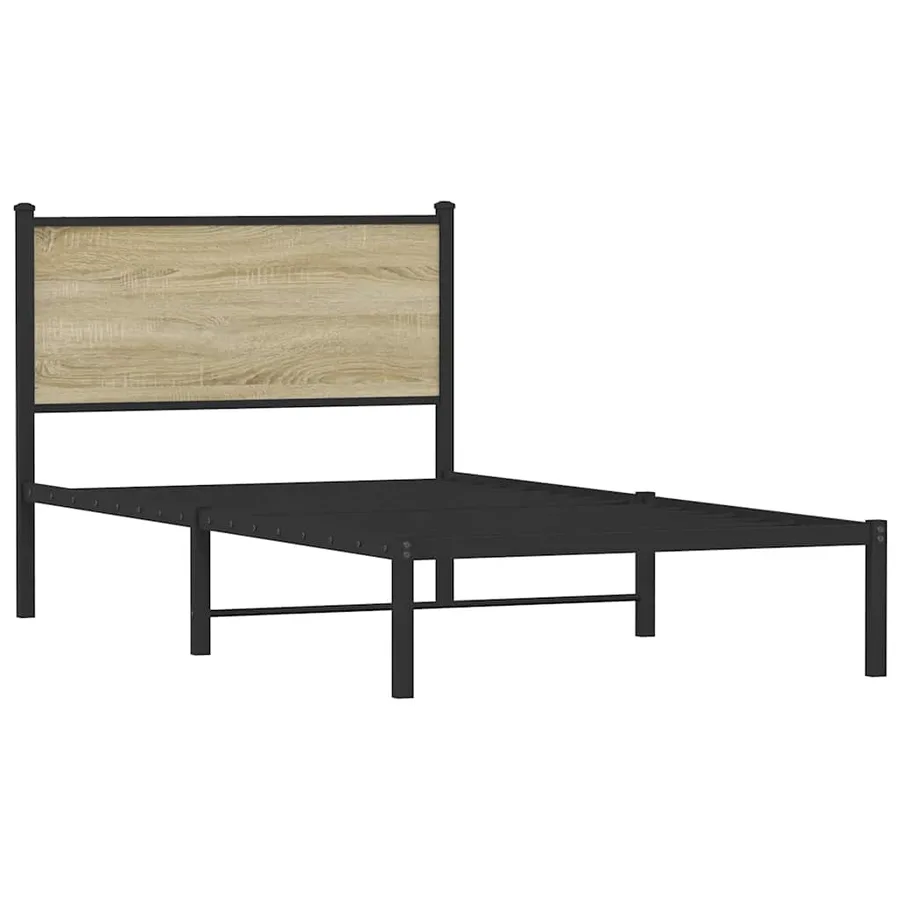Cadre de lit en métal sans matelas chêne sonoma 100x190 cm - 3