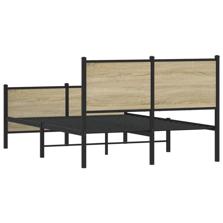 Cadre de lit en métal sans matelas chêne sonoma 120x190 cm - 7