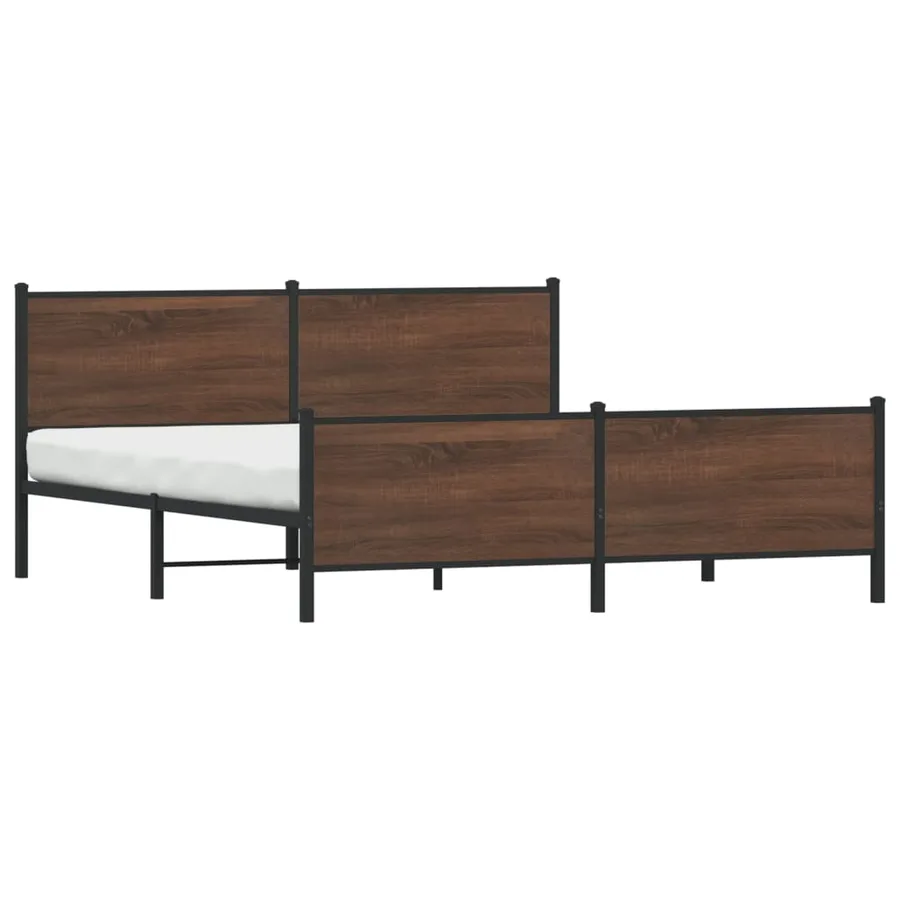 Cadre de lit en métal sans matelas chêne marron 180x200 cm - 3