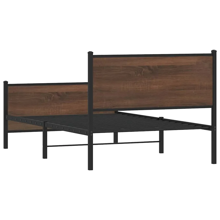 Cadre de lit en métal sans matelas chêne marron 100x200 cm - 7