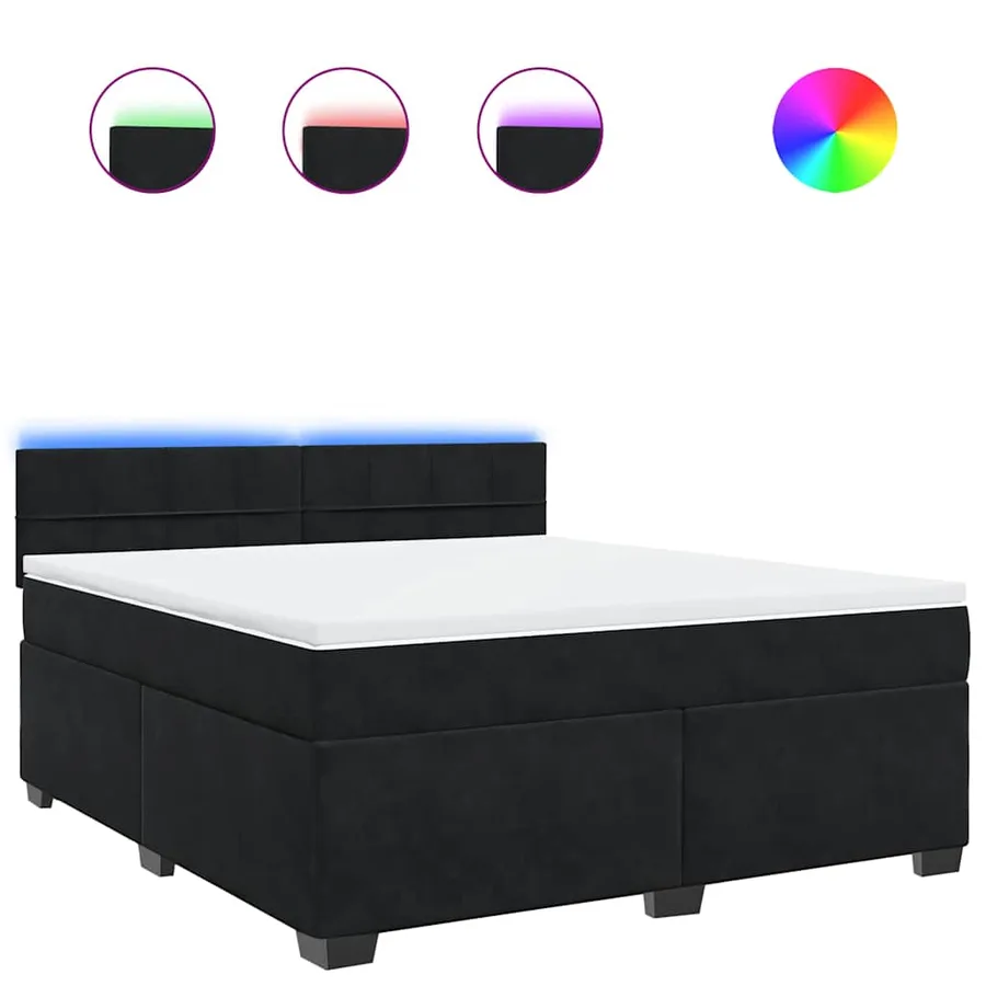 Sommier à lattes de lit avec matelas Noir 180x200 cm Velours - 2