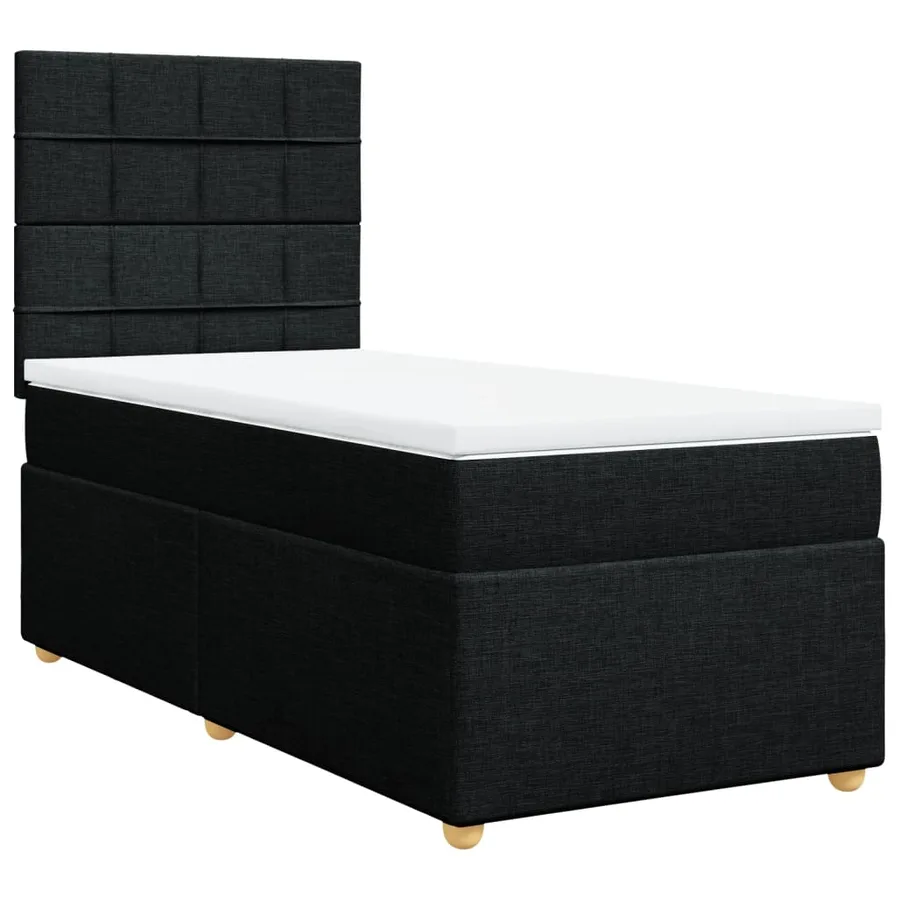 Sommier à lattes de lit avec matelas Noir 100x200 cm Tissu - 2