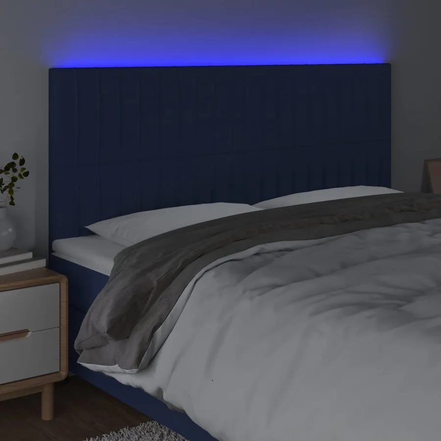Tête de lit à LED Bleu 200x5x118/128 cm Tissu - 3