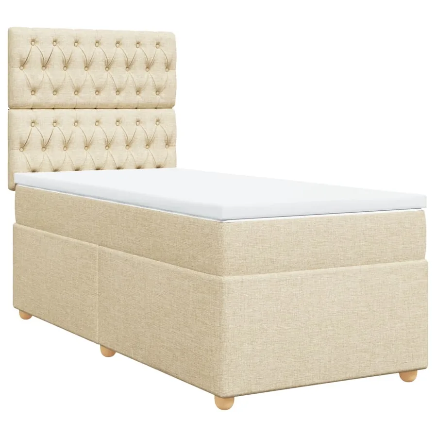 Sommier à lattes de lit avec matelas Crème 100x200 cm Tissu - 2