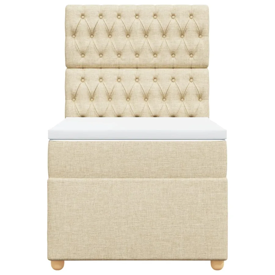 Sommier à lattes de lit avec matelas Crème 100x200 cm Tissu - 4