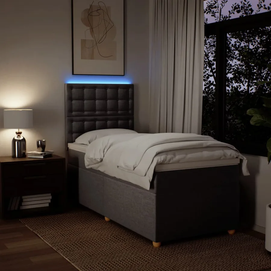 Sommier à lattes de lit avec matelas Taupe 100x200 cm Tissu - 4