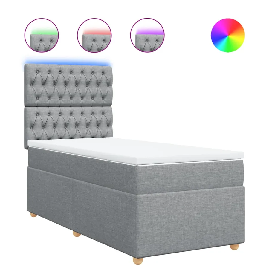 Sommier à lattes de lit avec matelas Gris clair 90x200 cm Tissu - 2