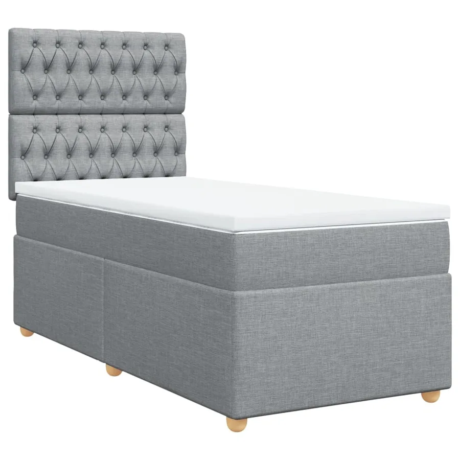 Sommier à lattes de lit avec matelas Gris clair 90x200 cm Tissu - 3