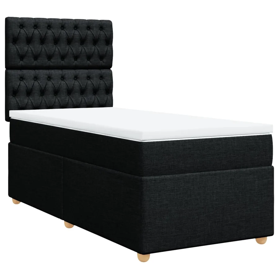 Sommier à lattes de lit avec matelas Noir 90x200 cm Tissu - 2