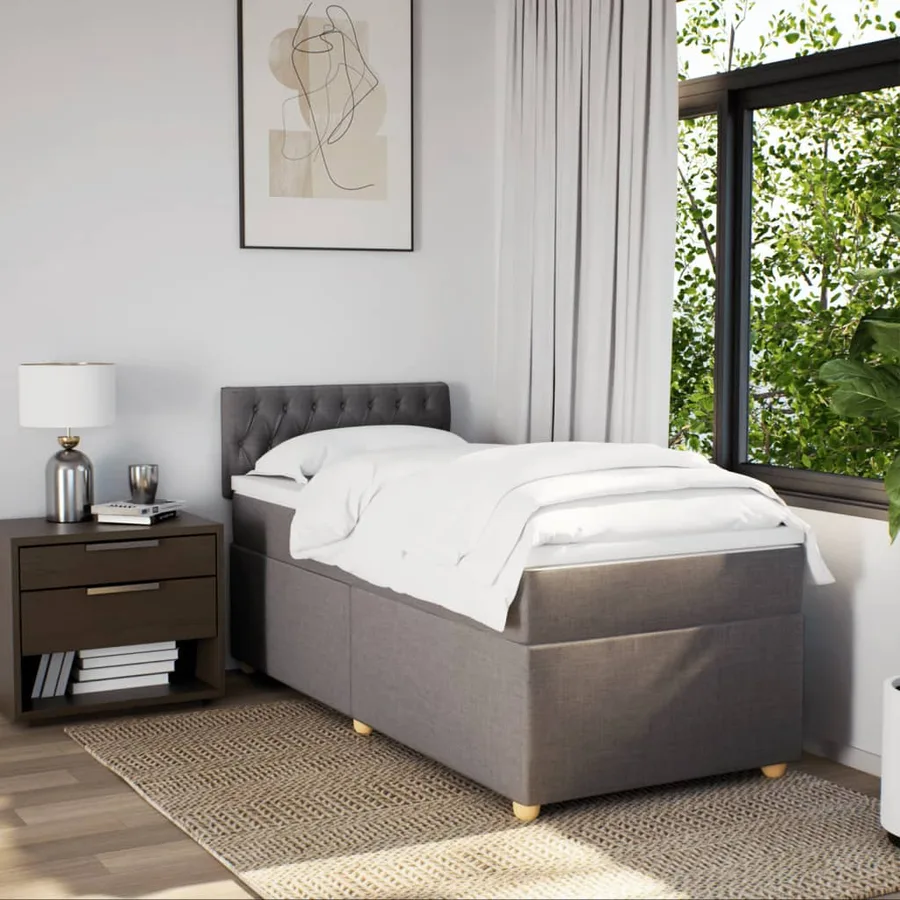 Sommier à lattes de lit avec matelas Taupe 90x200 cm Tissu - 3