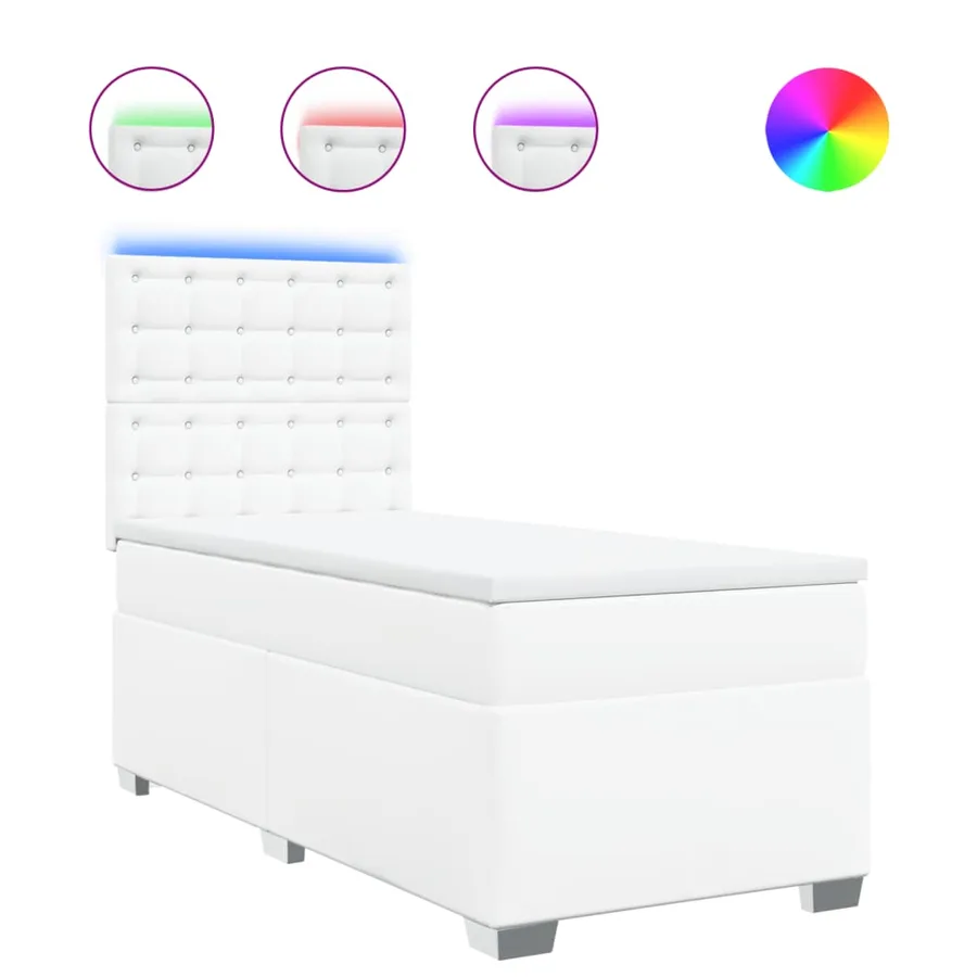 Sommier à lattes de lit avec matelas Blanc 90x200 cm Similicuir - 2