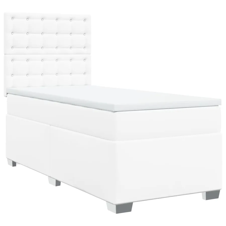 Sommier à lattes de lit avec matelas Blanc 90x200 cm Similicuir - 3