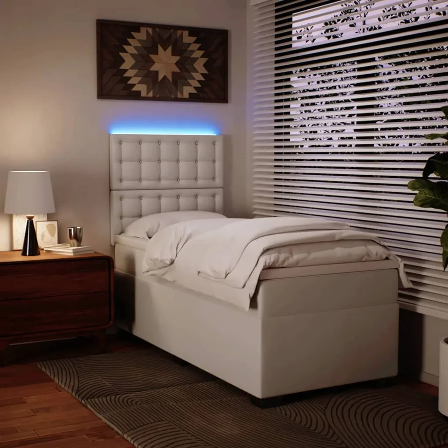 Sommier à lattes de lit avec matelas Blanc 90x200 cm Similicuir - 5