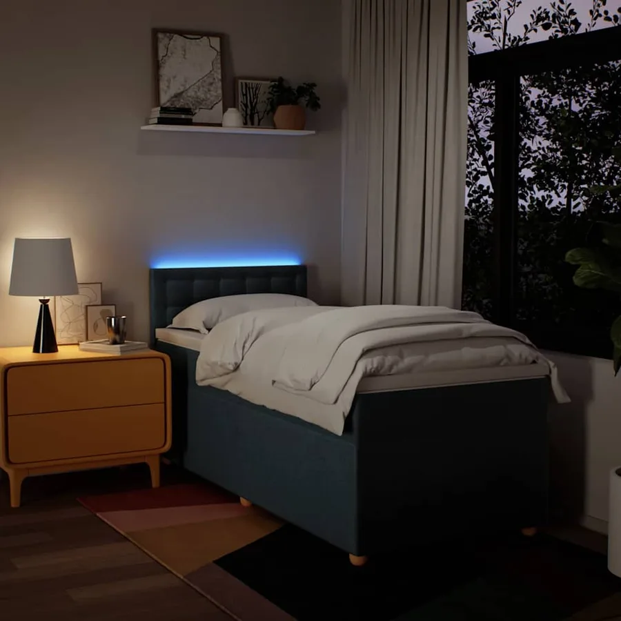 Sommier à lattes de lit avec matelas Bleu 90x200 cm Tissu - 5