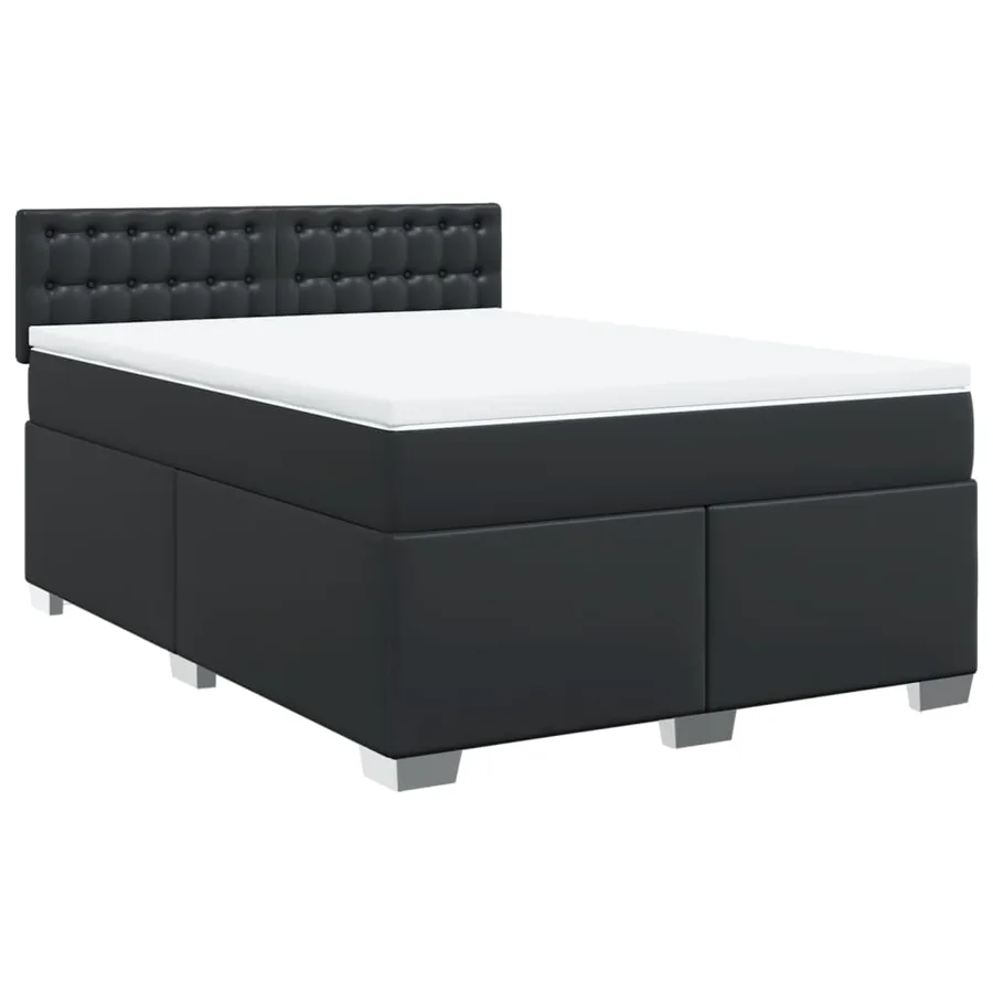 Sommier à lattes de lit avec matelas Noir 140x190 cm Similicuir - 3