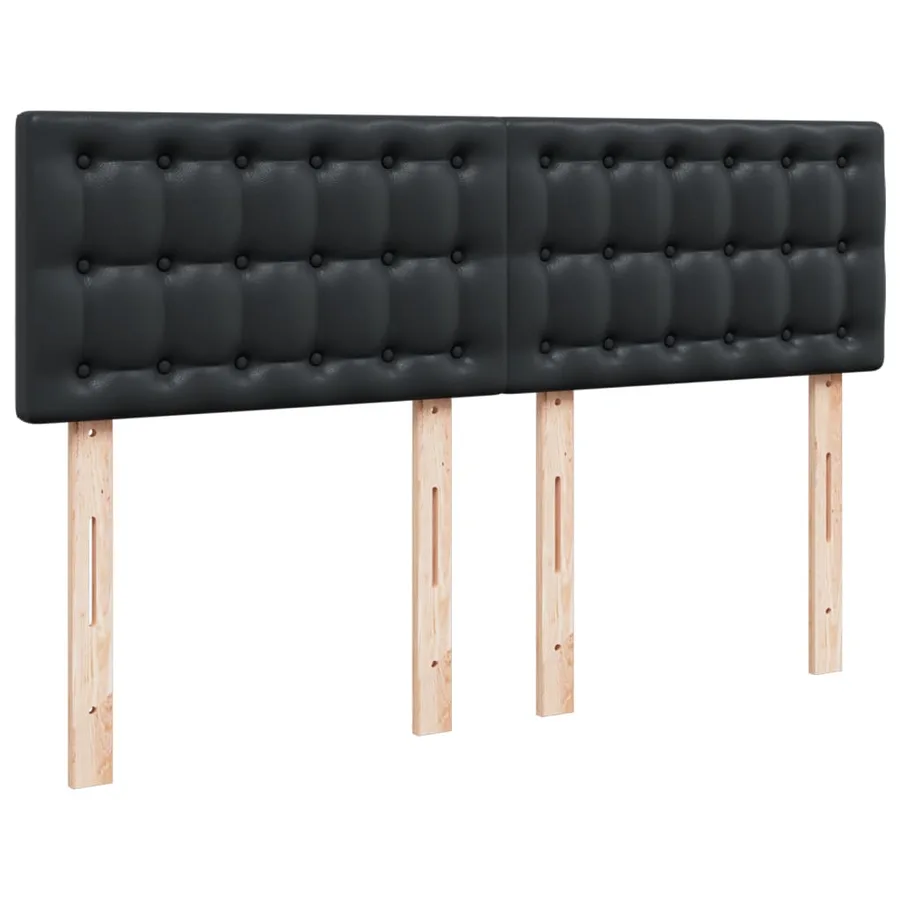 Sommier à lattes de lit avec matelas Noir 140x190 cm Similicuir - 7