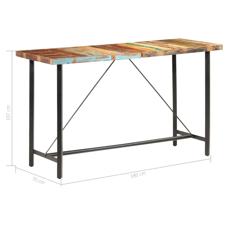Ensemble de bar 9 pcs Bois de récupération massif - 12