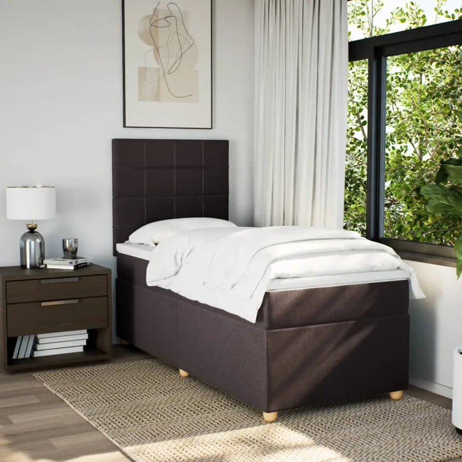 Sommier à lattes de lit avec matelas Marron foncé 90x200 cm - 5