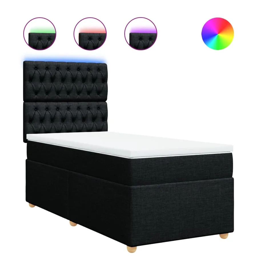 Sommier à lattes de lit avec matelas Noir 90x200 cm Tissu - 2