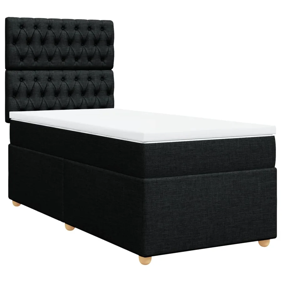 Sommier à lattes de lit avec matelas Noir 90x200 cm Tissu - 3