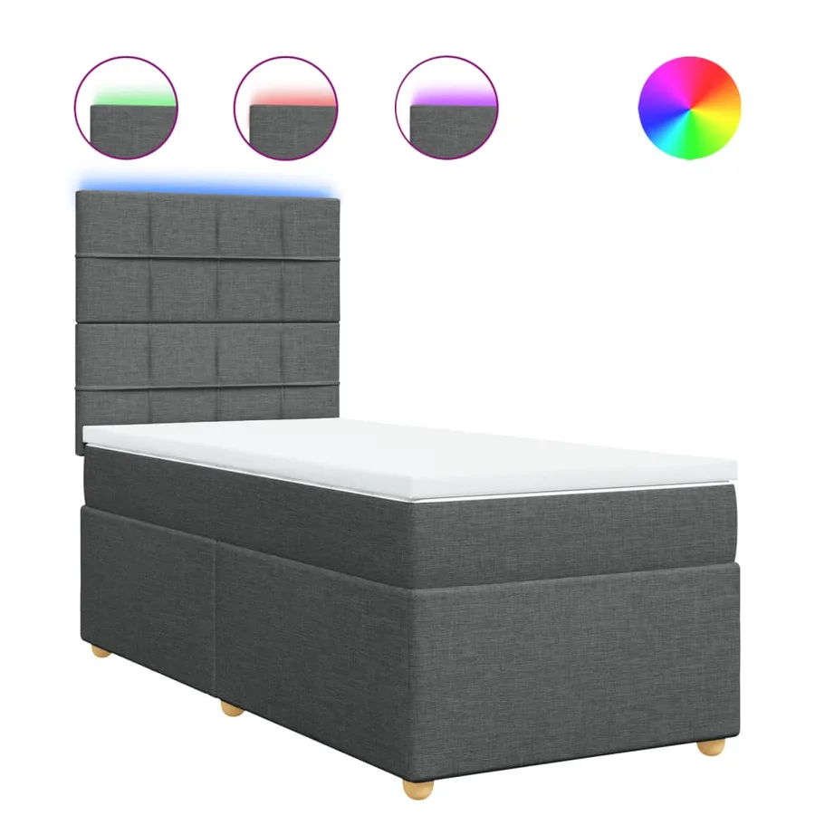 Sommier à lattes de lit avec matelas Gris foncé 90x200 cm Tissu - 2