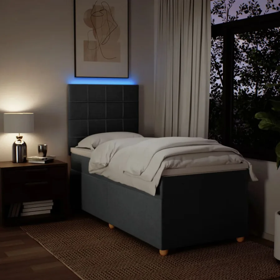 Sommier à lattes de lit avec matelas Gris foncé 90x200 cm Tissu - 4