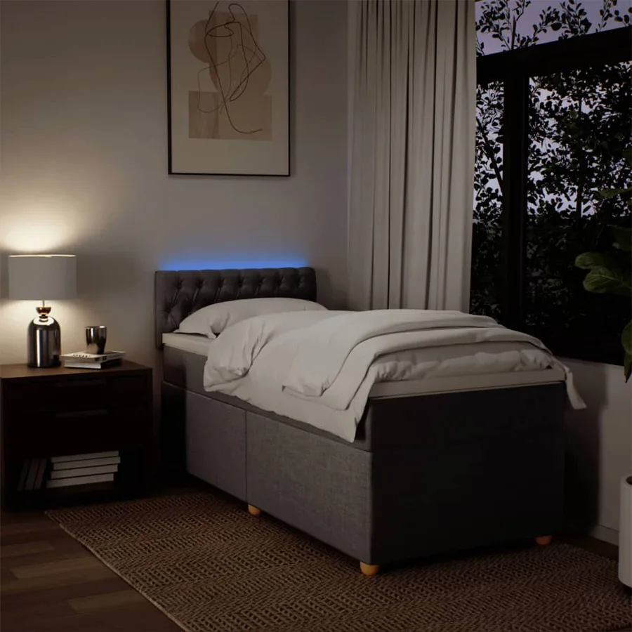 Sommier à lattes de lit avec matelas Taupe 90x200 cm Tissu - 5