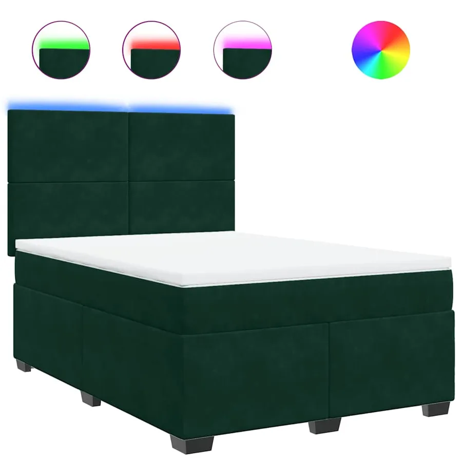 Sommier à lattes de lit et matelas Vert foncé 140x200cm Velours - 2