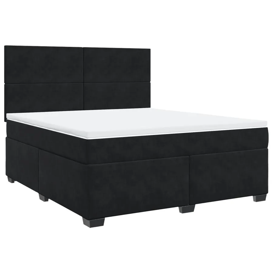 Sommier à lattes de lit avec matelas Noir 180x200 cm Velours - 2
