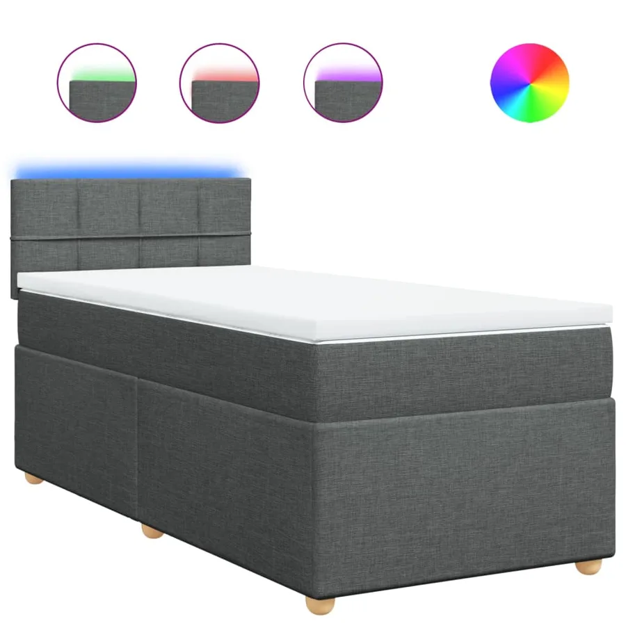 Sommier à lattes de lit et matelas Gris foncé 90x190 cm Tissu - 2
