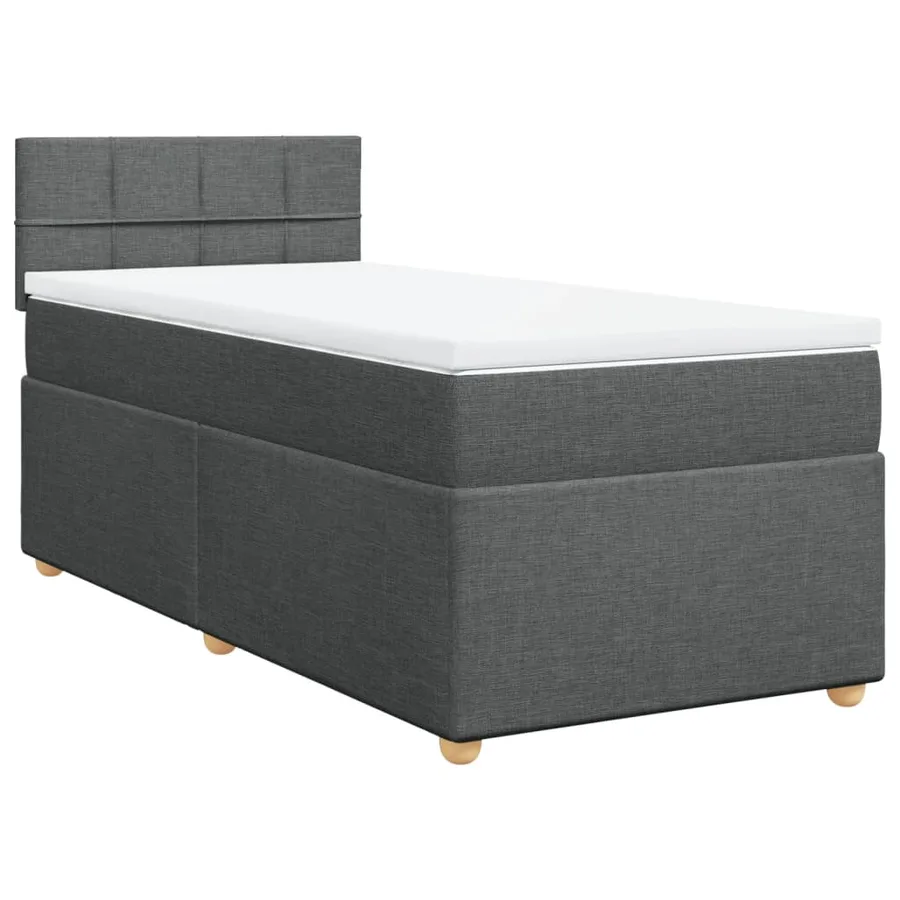 Sommier à lattes de lit et matelas Gris foncé 90x190 cm Tissu - 3