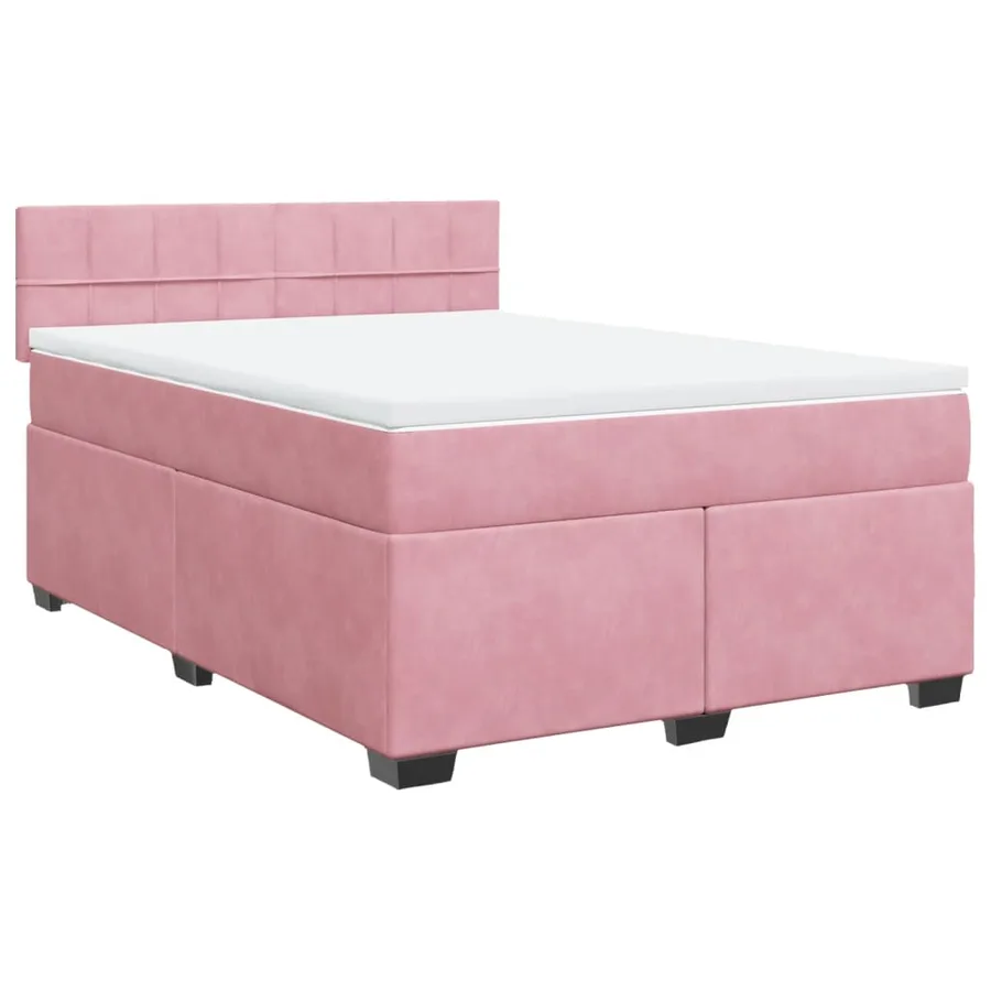Sommier à lattes de lit et matelas rose foncé 140x200cm velours - 2