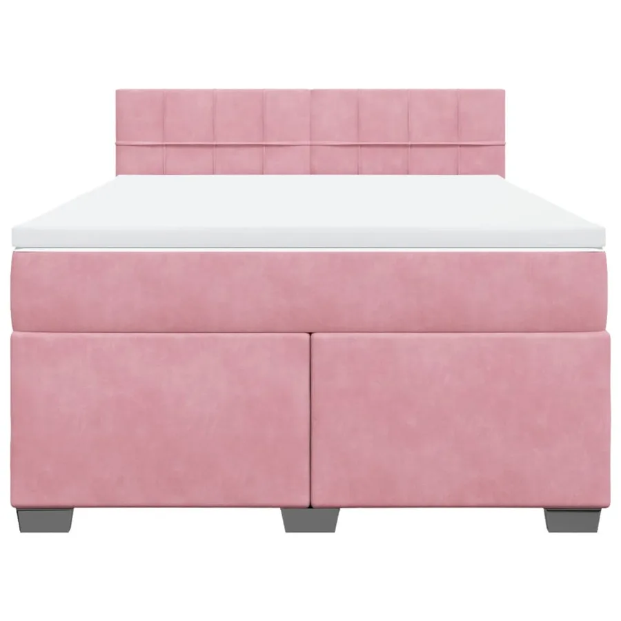 Sommier à lattes de lit et matelas rose foncé 140x200cm velours - 4