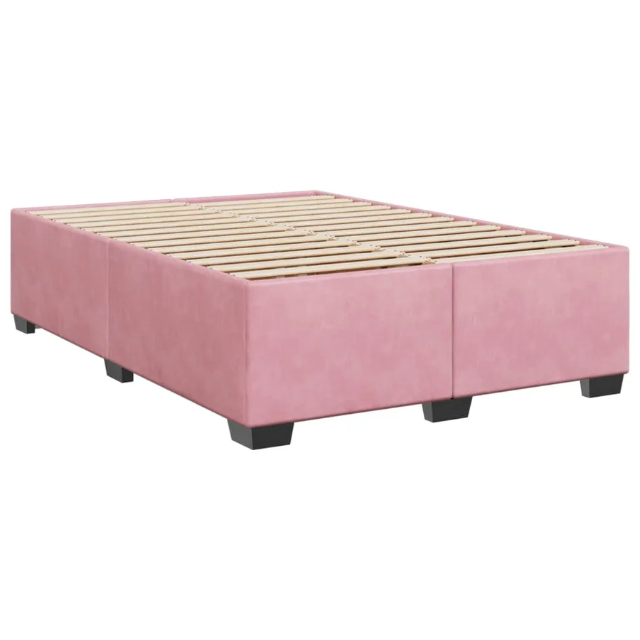 Sommier à lattes de lit et matelas rose foncé 140x200cm velours - 5
