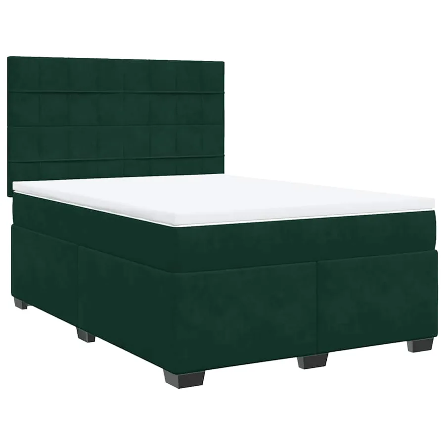 Sommier à lattes de lit et matelas Vert foncé 140x200cm Velours - 3
