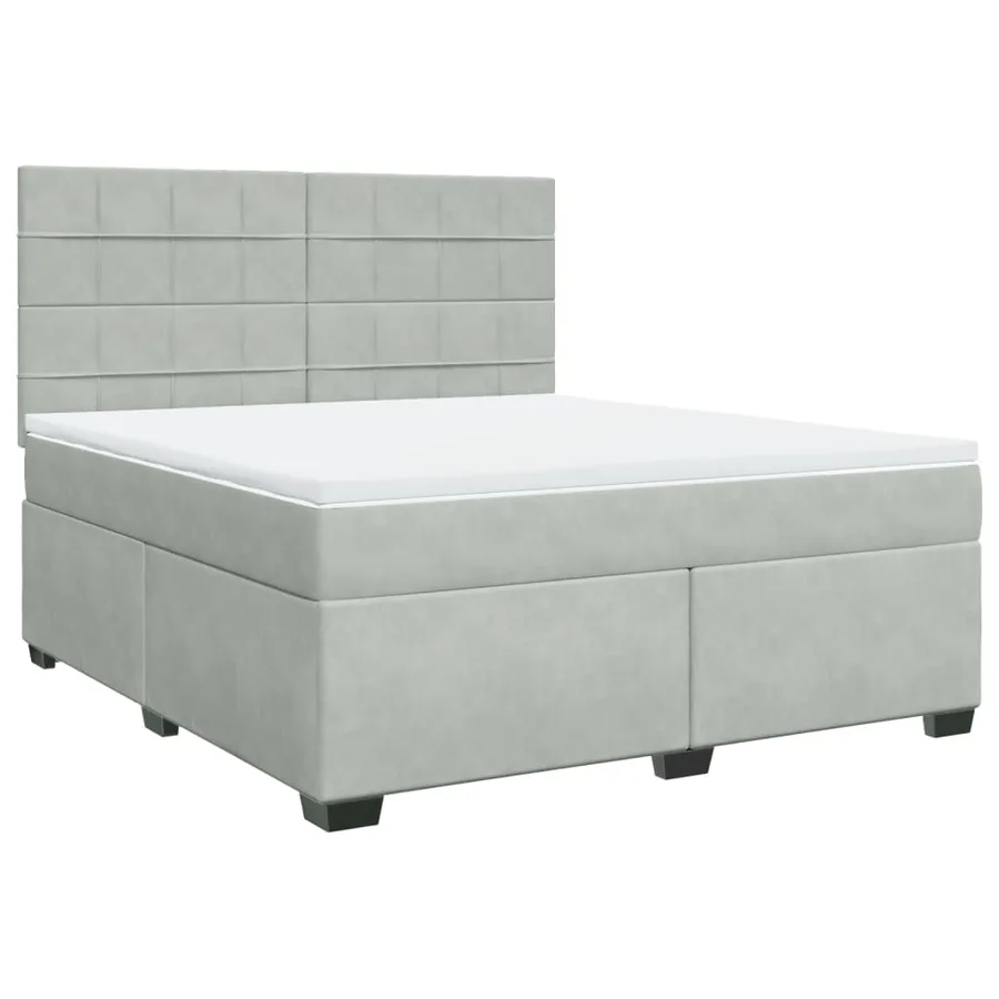 Sommier à lattes de lit et matelas Gris clair 180x200cm Velours - 3