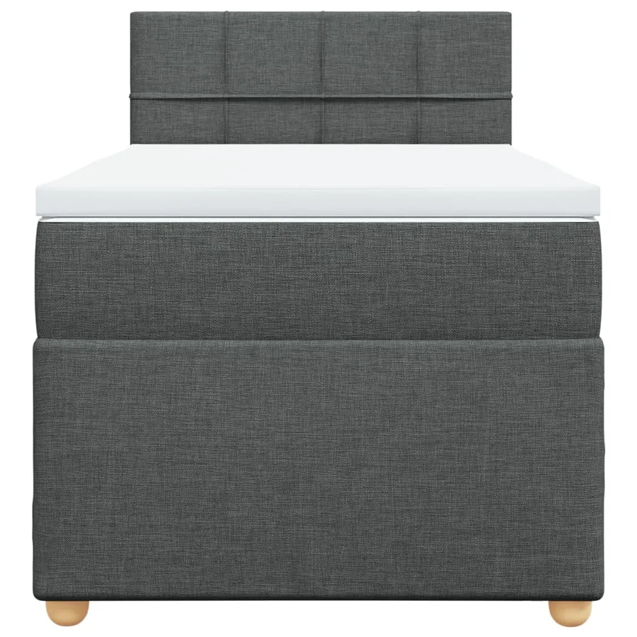 Sommier à lattes de lit et matelas Gris foncé 90x190 cm Tissu - 4