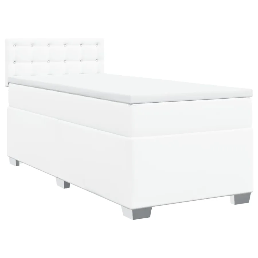 Sommier à lattes de lit avec matelas Blanc 90x190 cm Similicuir - 3