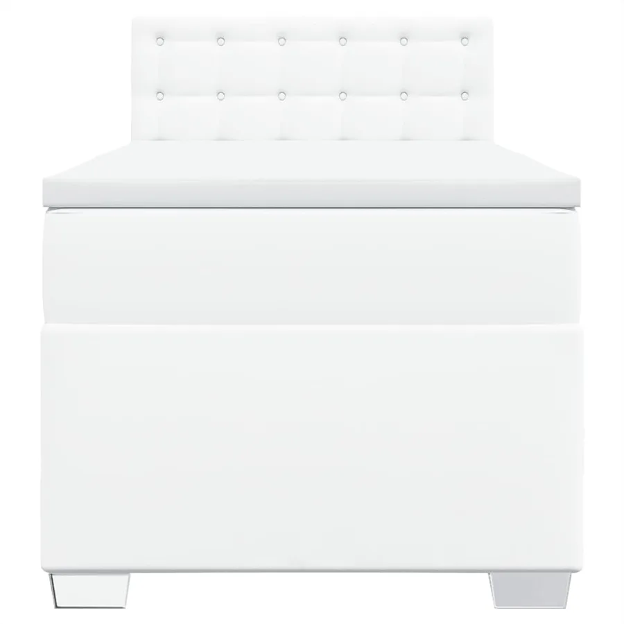 Sommier à lattes de lit avec matelas Blanc 90x190 cm Similicuir - 6
