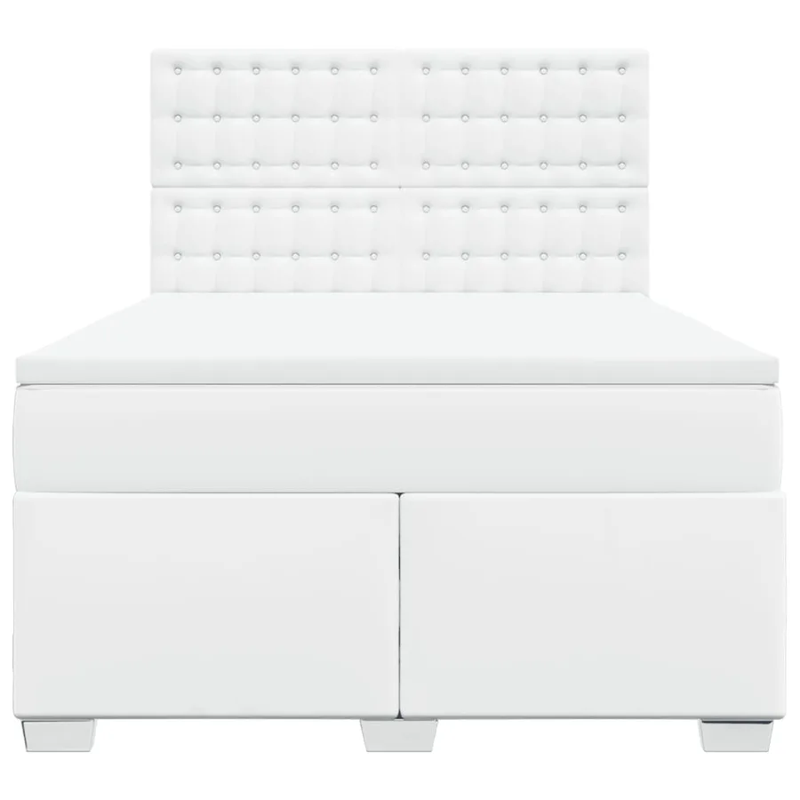 Sommier à lattes de lit avec matelas Blanc 140x190cm Similicuir - 4