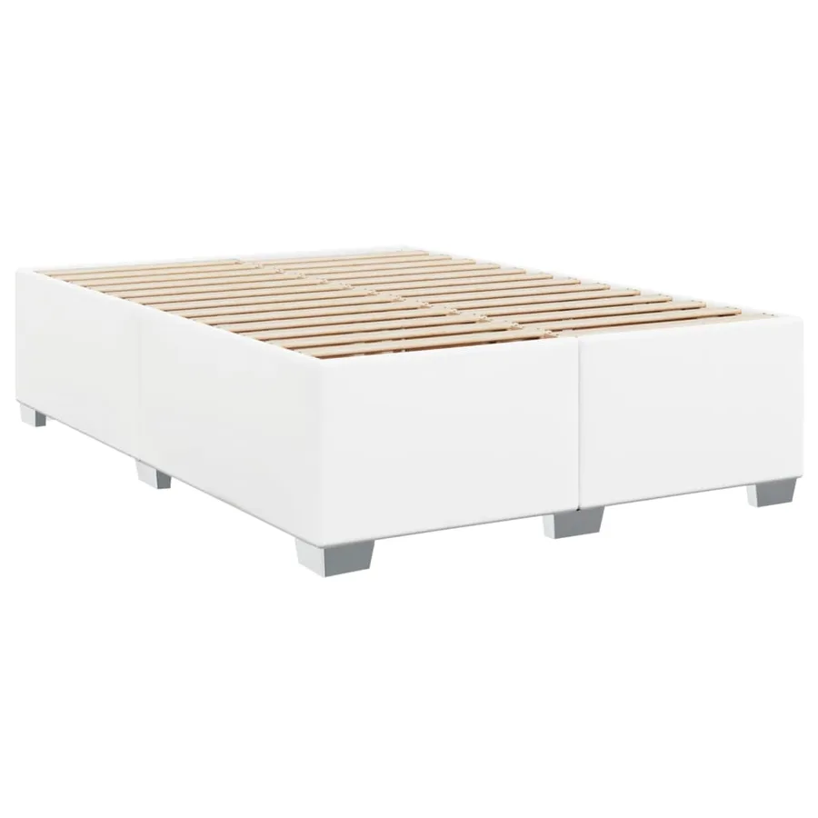 Sommier à lattes de lit avec matelas Blanc 140x190cm Similicuir - 5