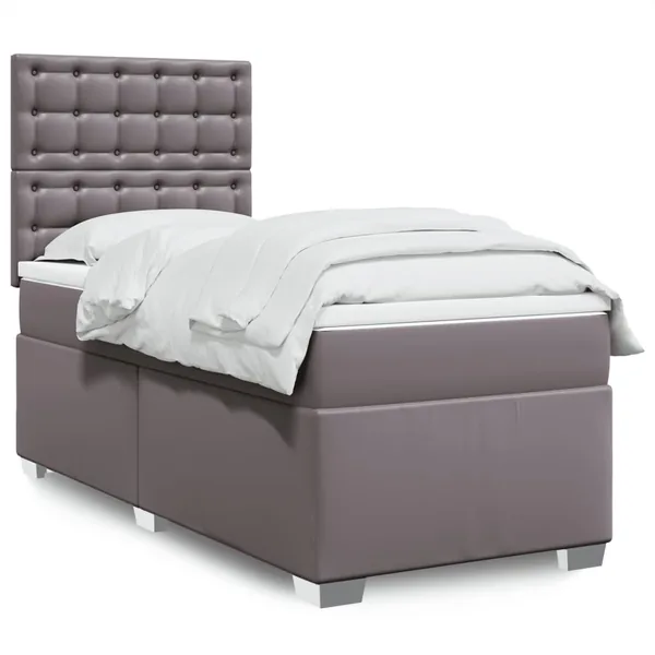 Sommier à lattes de lit avec matelas Gris 90x190 cm Similicuir