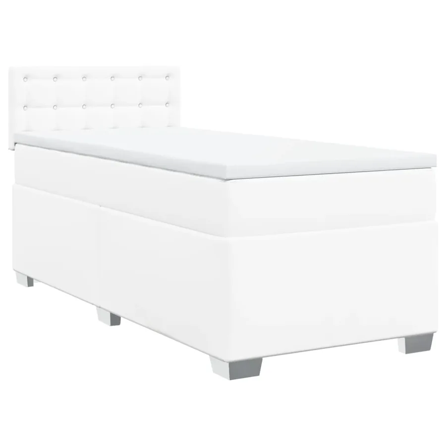 Sommier à lattes de lit avec matelas Blanc 90x190 cm Similicuir - 2