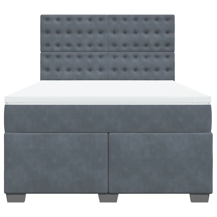 Sommier à lattes de lit et matelas Gris foncé 140x200cm Velours - 4