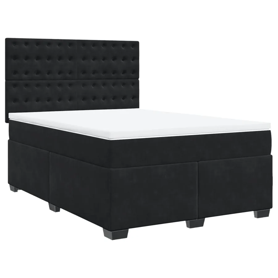 Sommier à lattes de lit avec matelas Noir 140x200 cm Velours - 3
