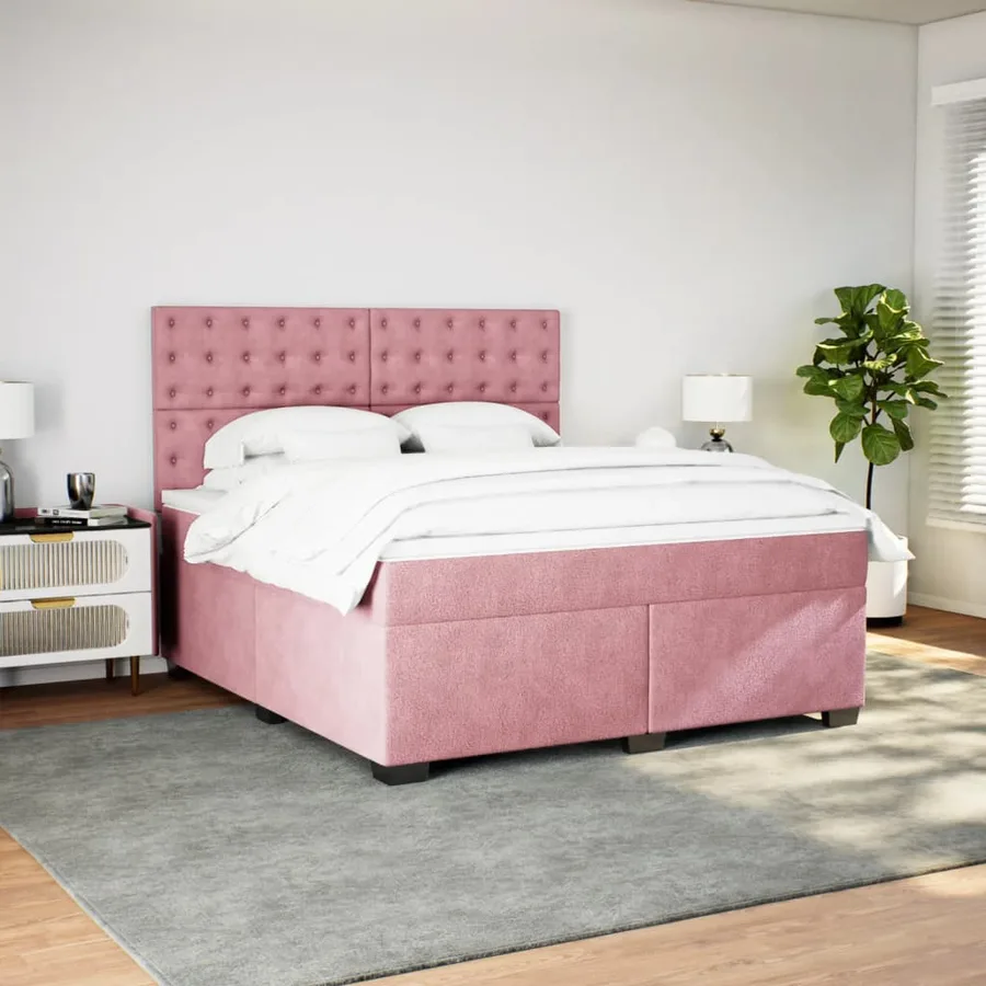 Sommier à lattes de lit avec matelas Rose 180x200 cm Velours - 3