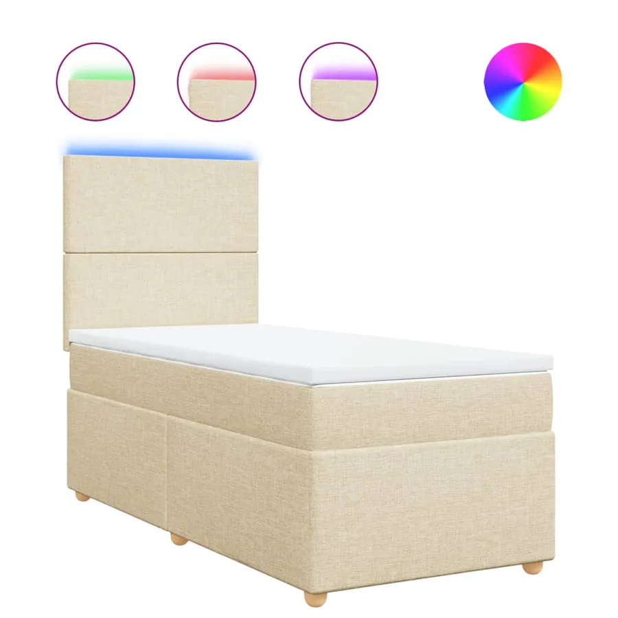 Sommier à lattes de lit avec matelas Crème 80x200 cm Tissu - 2