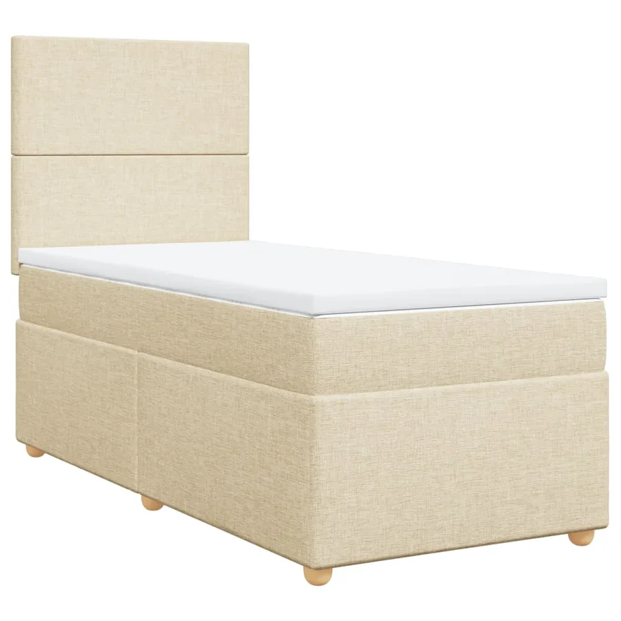 Sommier à lattes de lit avec matelas Crème 80x200 cm Tissu - 3